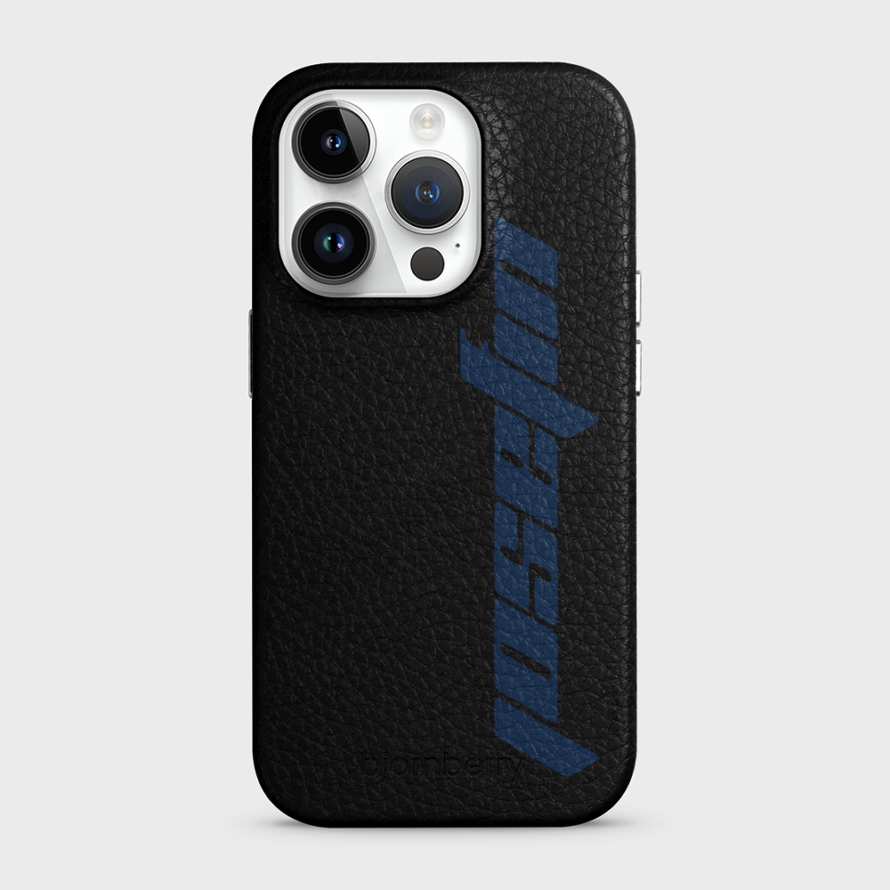 iPhone 14 Pro Personalised Leather Case - Futuristic Name - 2