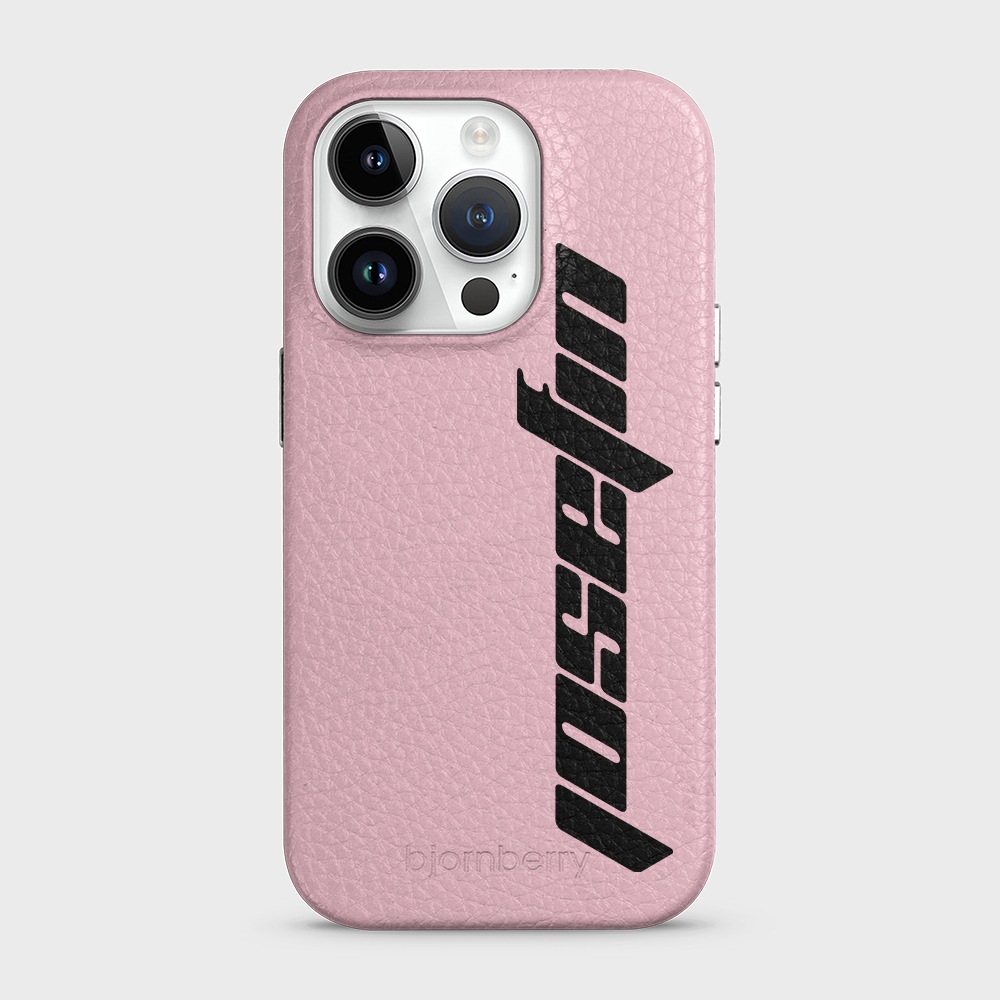 iPhone 14 Pro Personalised Leather Case - Futuristic Name - 12