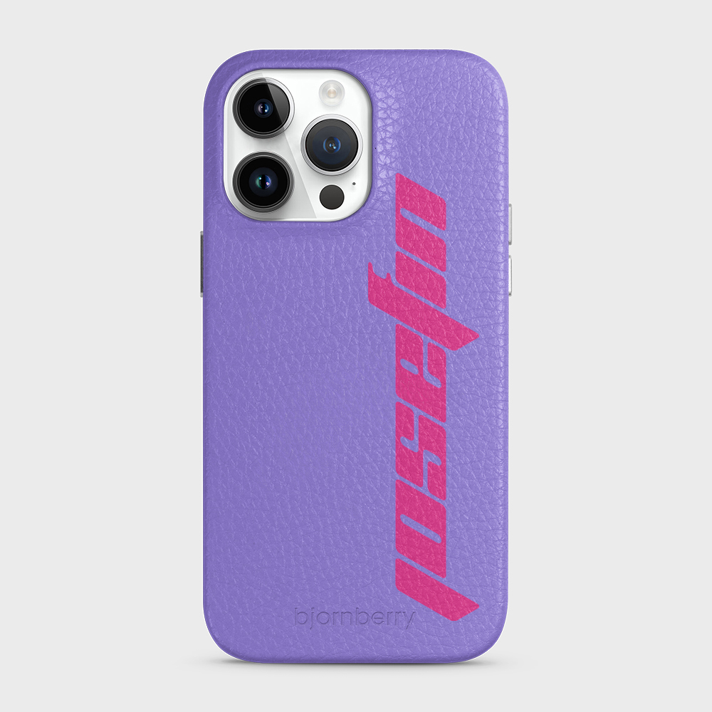 iPhone 14 Pro Max Personalised Leather Case - Futuristic Name - 2