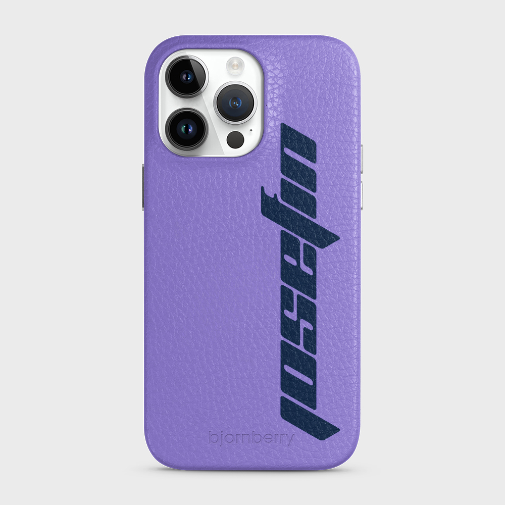 iPhone 14 Pro Max Personalised Leather Case - Futuristic Name