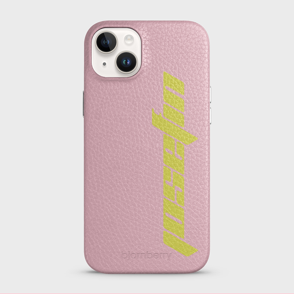 iPhone 14 Plus Personalised Leather Case - Futuristic Name - 14
