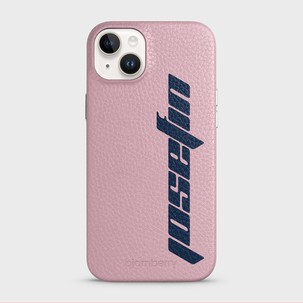 iPhone 14 Plus Personalised Leather Case - Futuristic Name