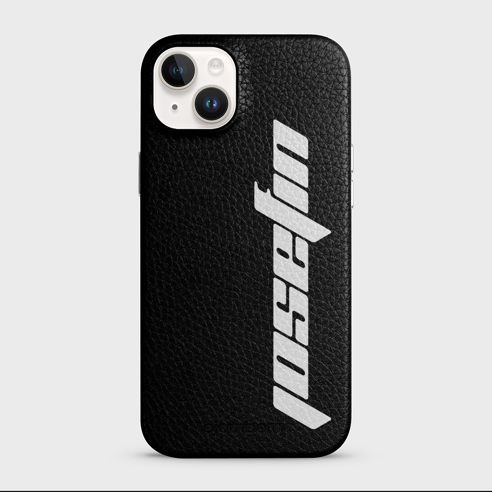 iPhone 14 Plus Personalised Leather Case - Futuristic Name - 7