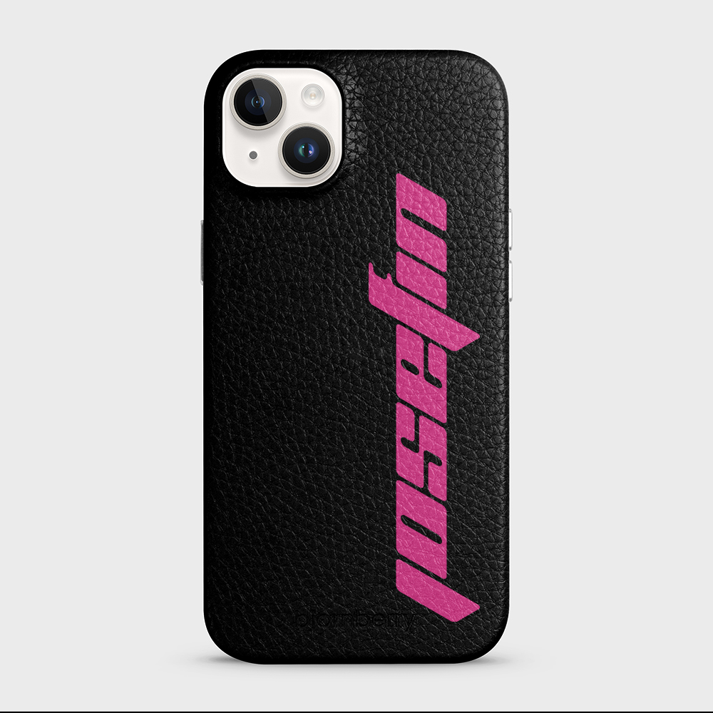 iPhone 14 Plus Personalised Leather Case - Futuristic Name - 3