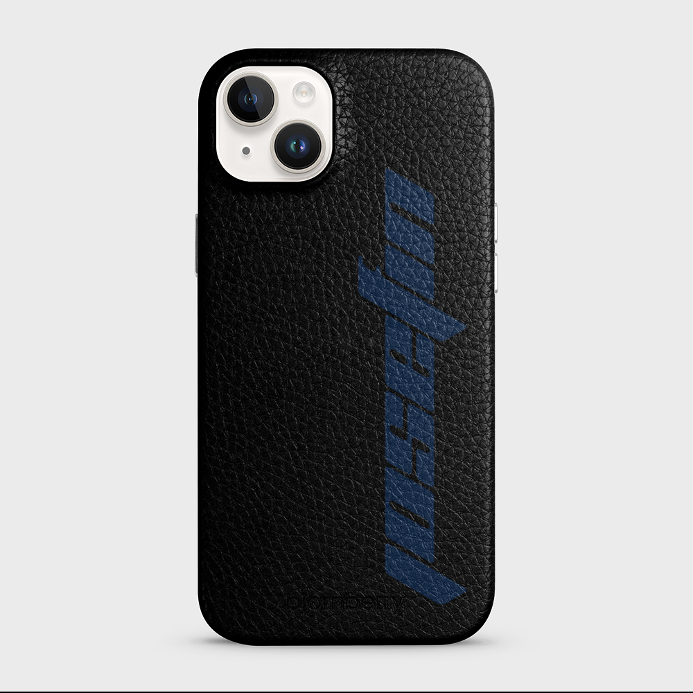 iPhone 14 Plus Personalised Leather Case - Futuristic Name - 2
