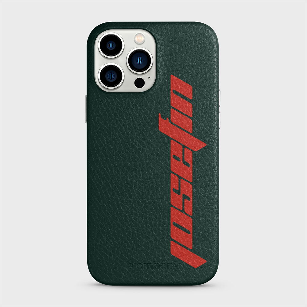iPhone 13 Pro Max Personalised Leather Case - Futuristic Name - 26