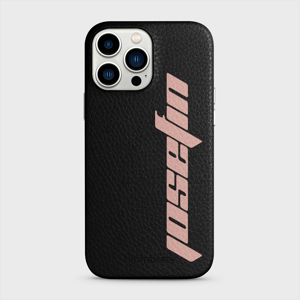 iPhone 13 Pro Max Personalised Leather Case - Futuristic Name - 4