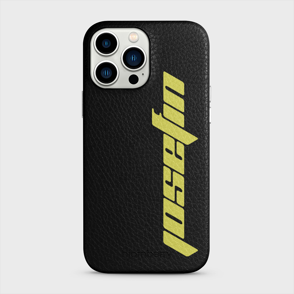 iPhone 13 Pro Max Personalised Leather Case - Futuristic Name - 8