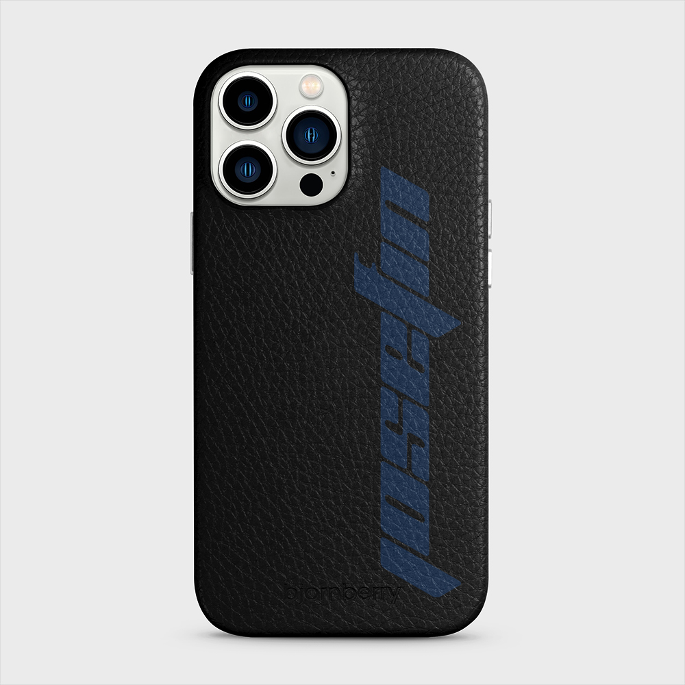 iPhone 13 Pro Max Personalised Leather Case - Futuristic Name - 2