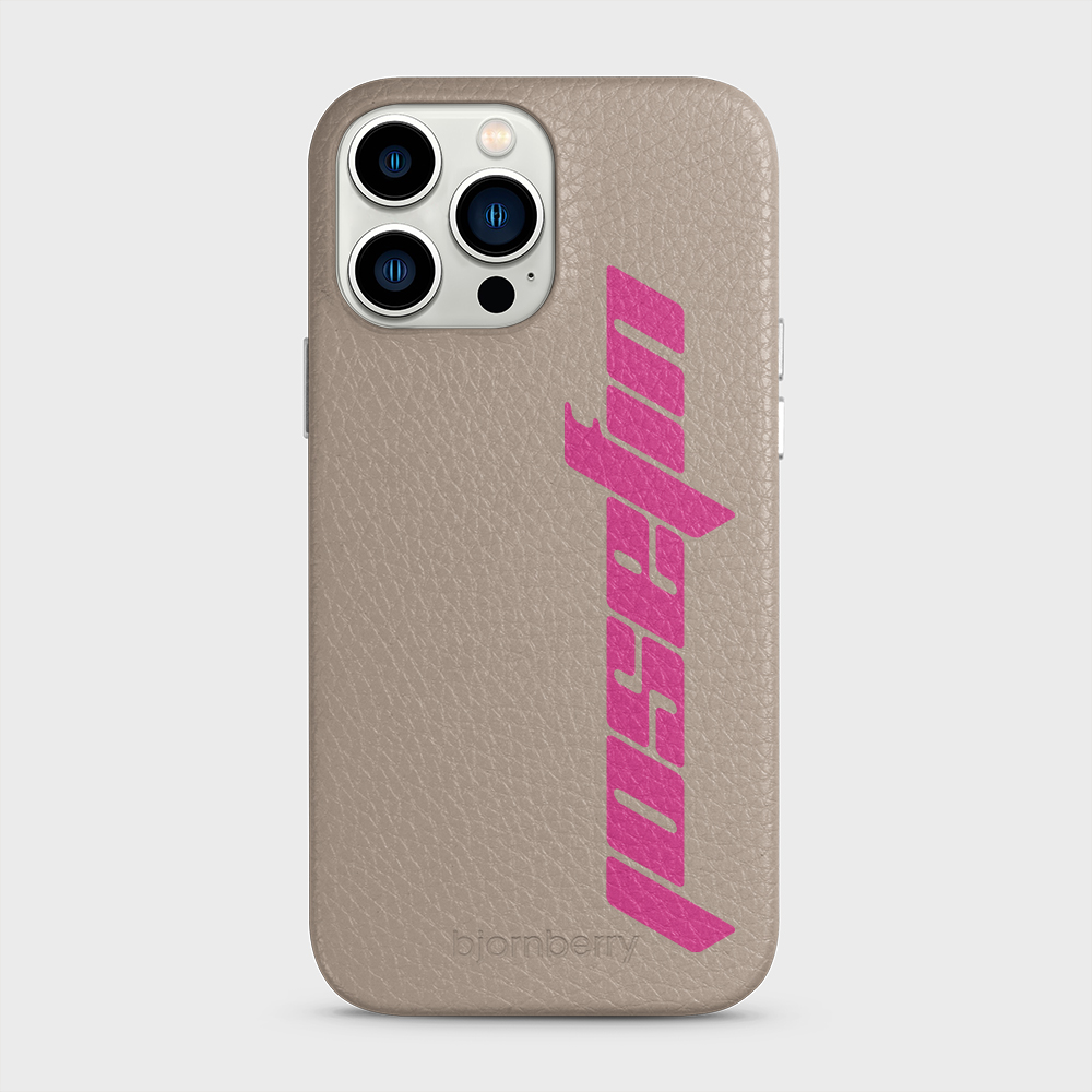 iPhone 13 Pro Max Personalised Leather Case - Futuristic Name - 41