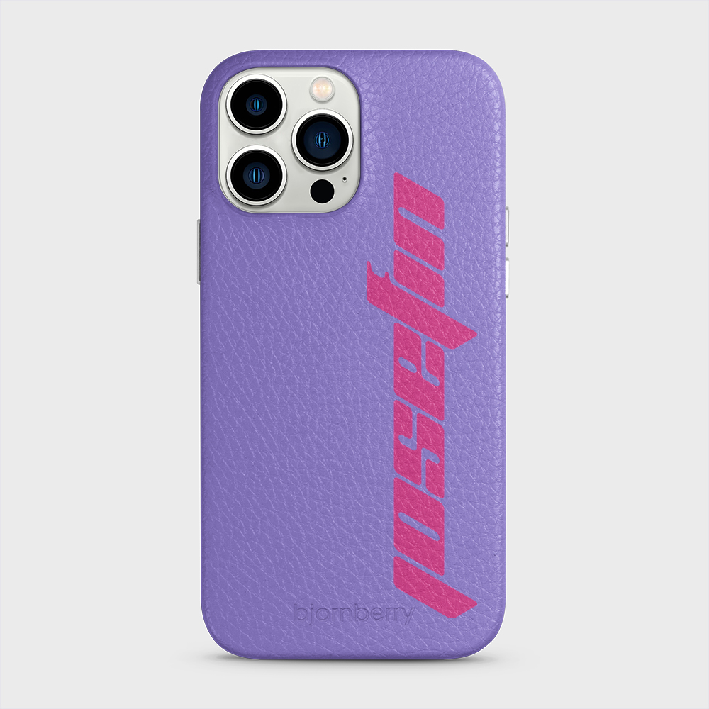 iPhone 13 Pro Max Personalised Leather Case - Futuristic Name - 17