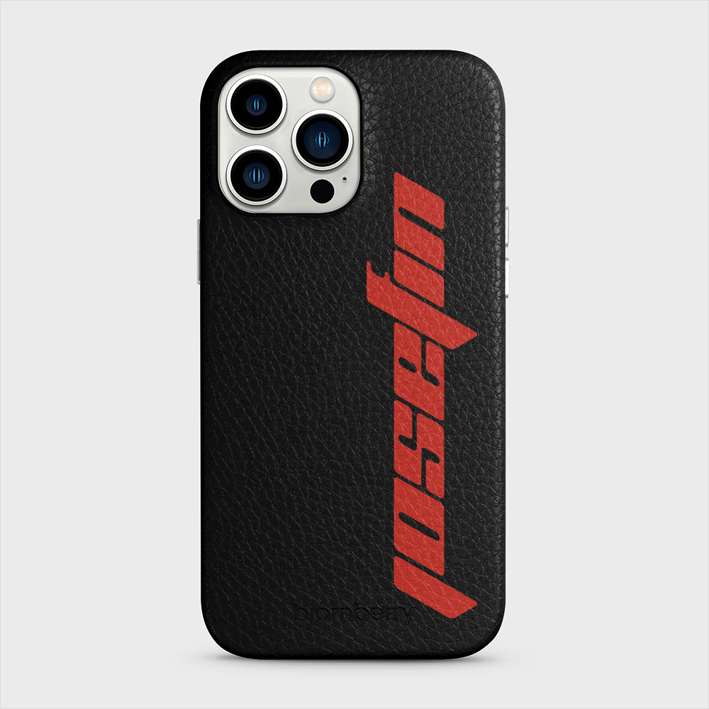 iPhone 13 Pro Max Personalised Leather Case - Futuristic Name - 5