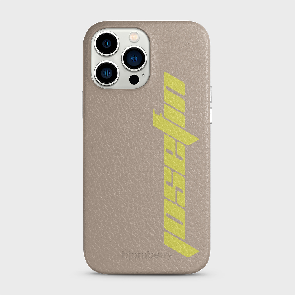 iPhone 13 Pro Max Personalised Leather Case - Futuristic Name - 39