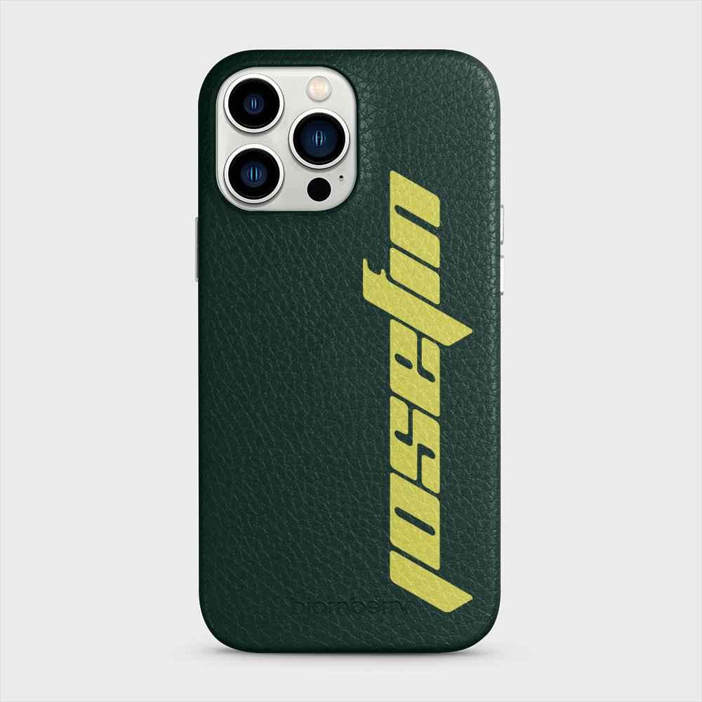 iPhone 13 Pro Max Personalised Leather Case - Futuristic Name