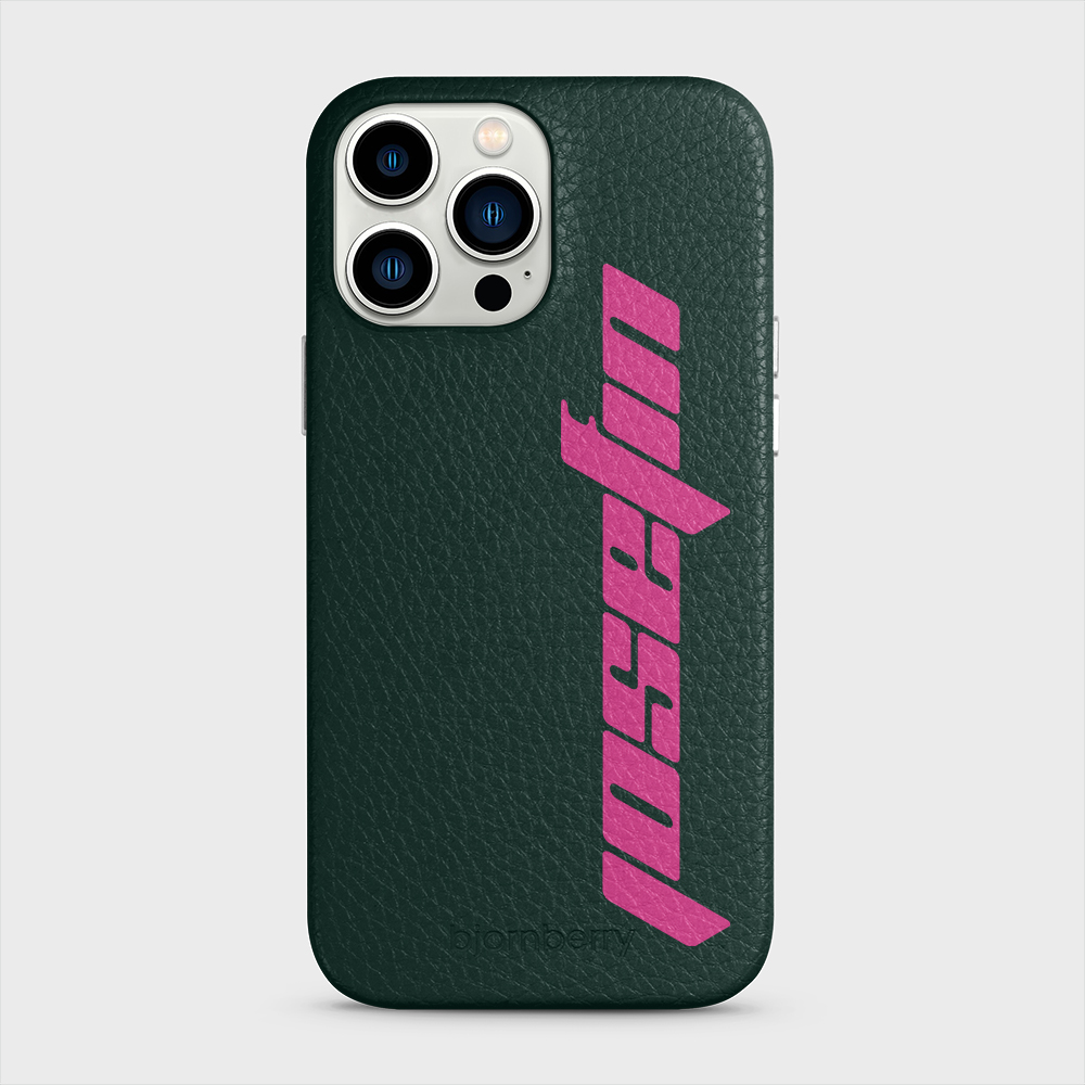 iPhone 13 Pro Max Personalised Leather Case - Futuristic Name - 24