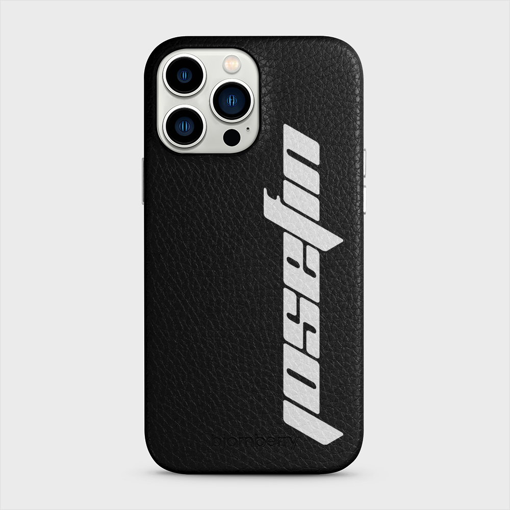 iPhone 13 Pro Max Personalised Leather Case - Futuristic Name - 7