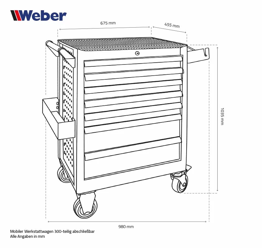 Mobil Verktygsvagn WEBER 300 delar - 12