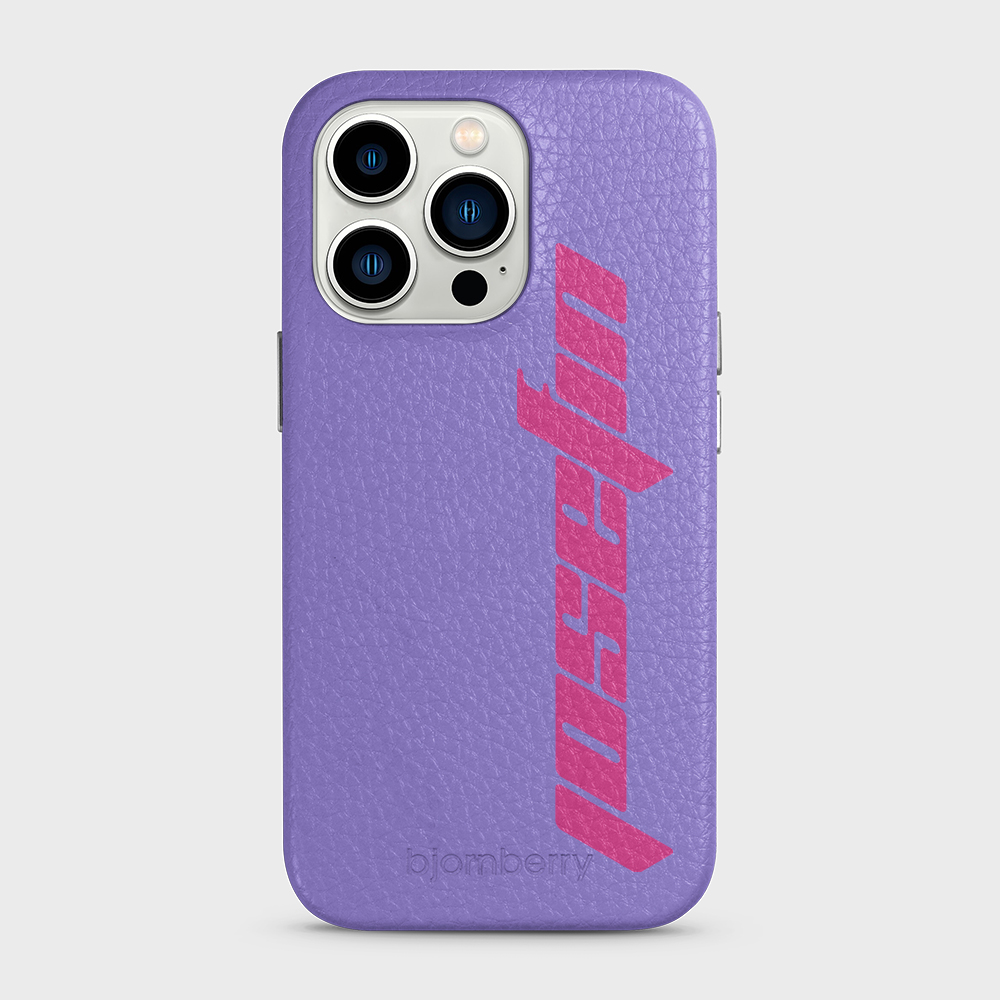iPhone 13 Pro Personalised Leather Case - Futuristic Name - 2