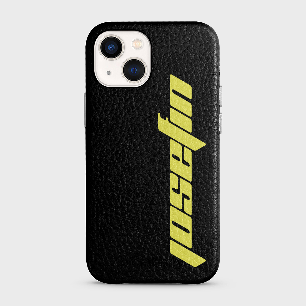 iPhone 13 Mini Personalised Leather Case - Futuristic Name - 8