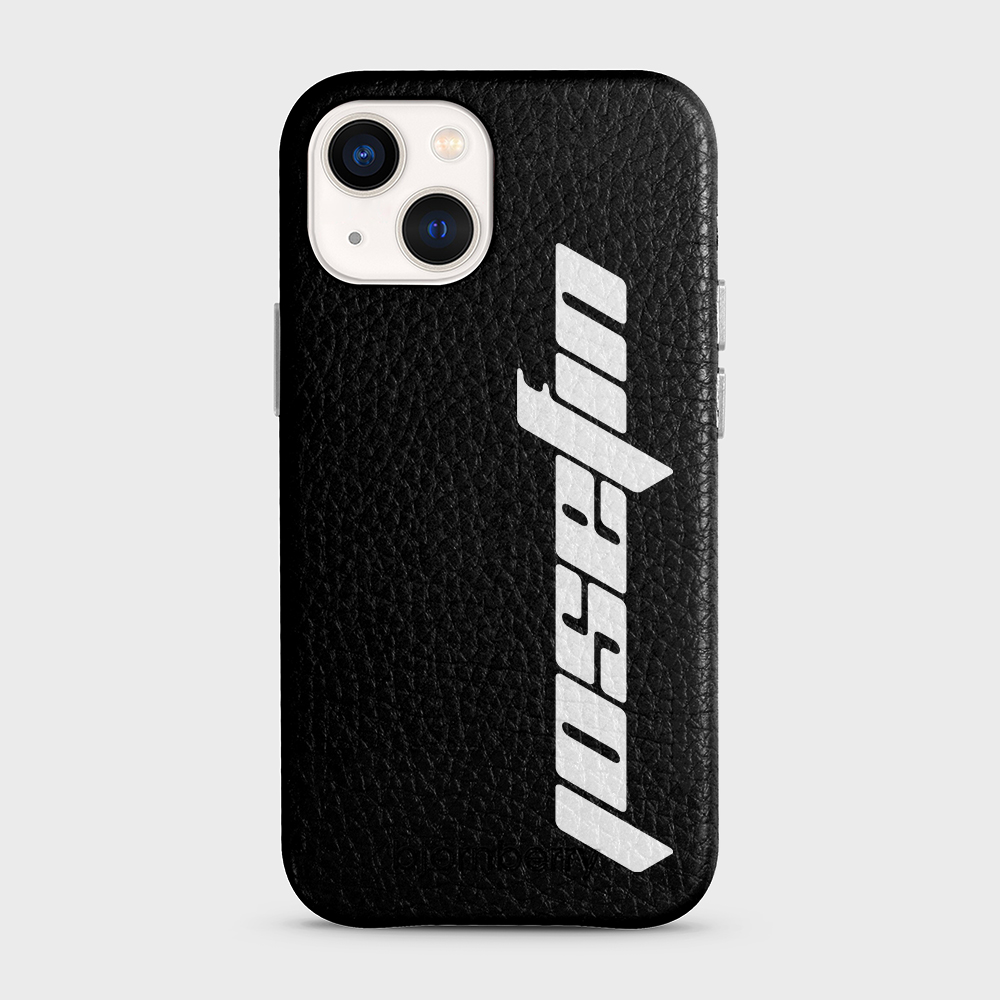 iPhone 13 Mini Personalised Leather Case - Futuristic Name - 7