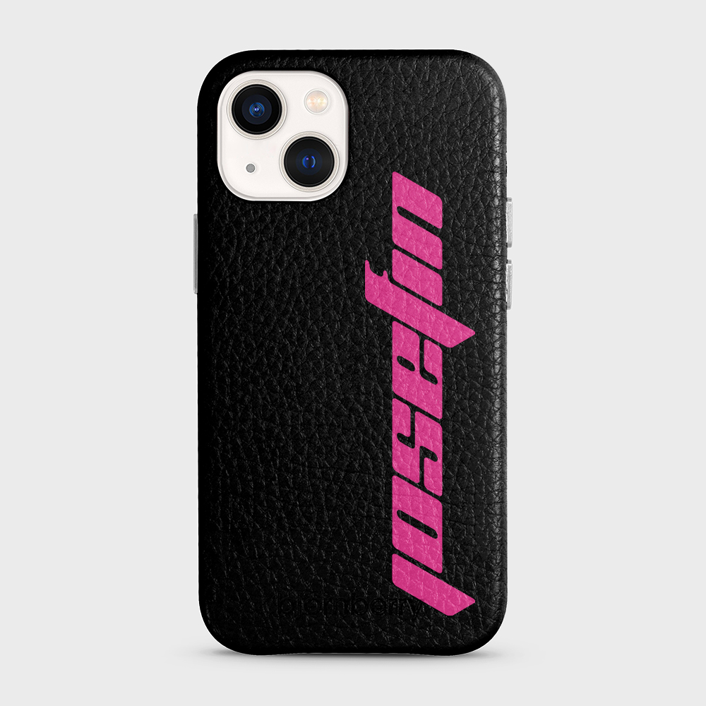 iPhone 13 Mini Personalised Leather Case - Futuristic Name - 3