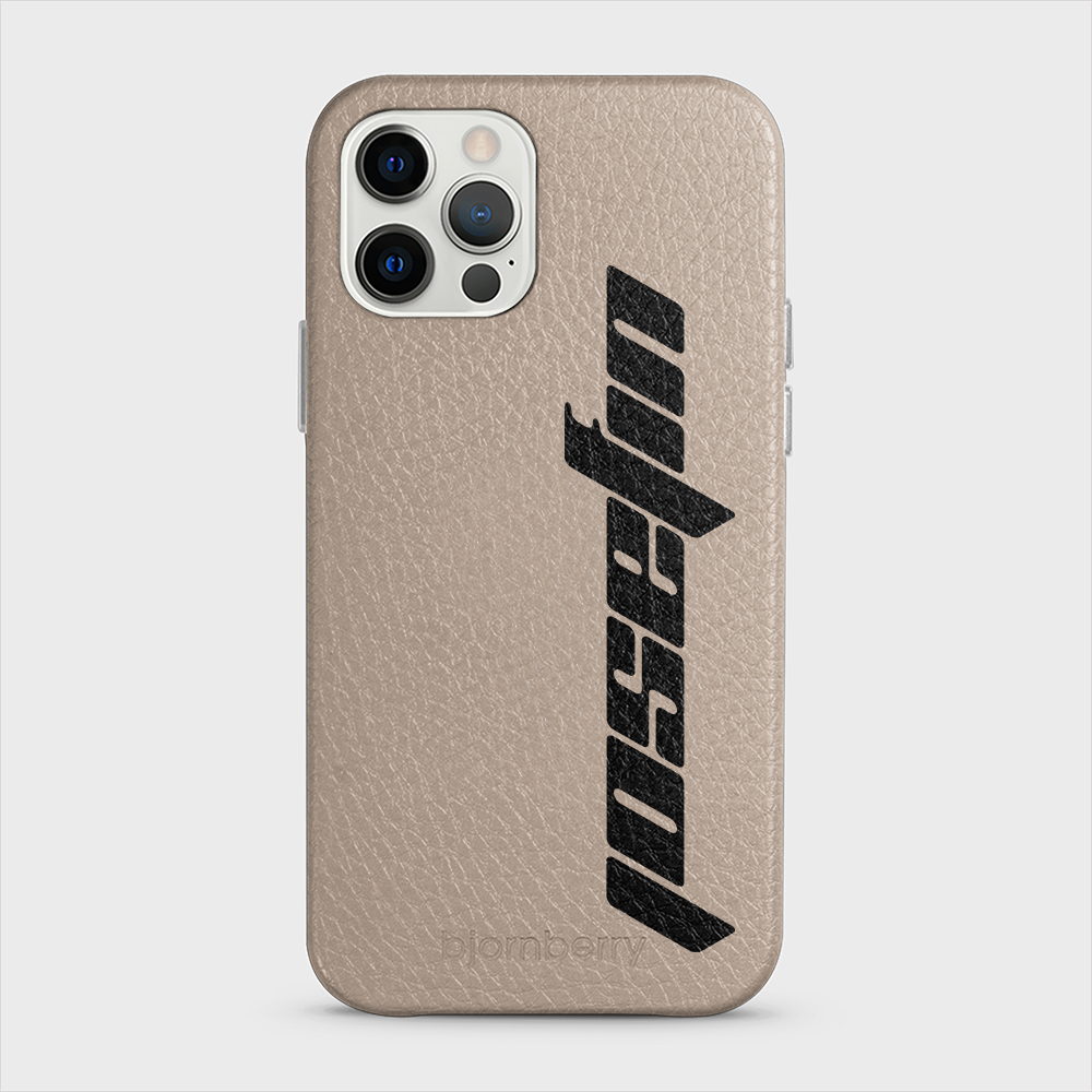 iPhone 12/12 Pro Personalised Leather Case - Futuristic Name - 19