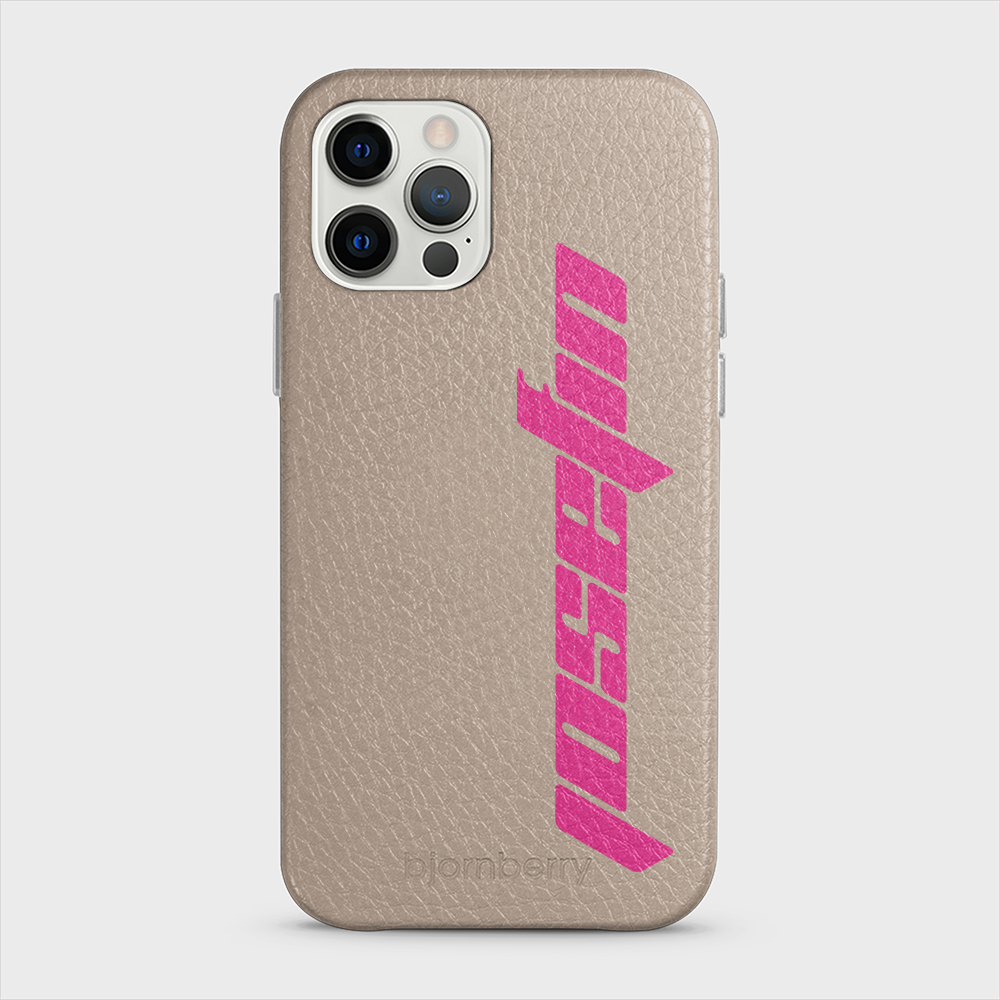 iPhone 12/12 Pro Personalised Leather Case - Futuristic Name - 16