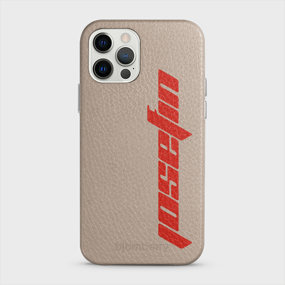 iPhone 12/12 Pro Personalised Leather Case - Futuristic Name - 18
