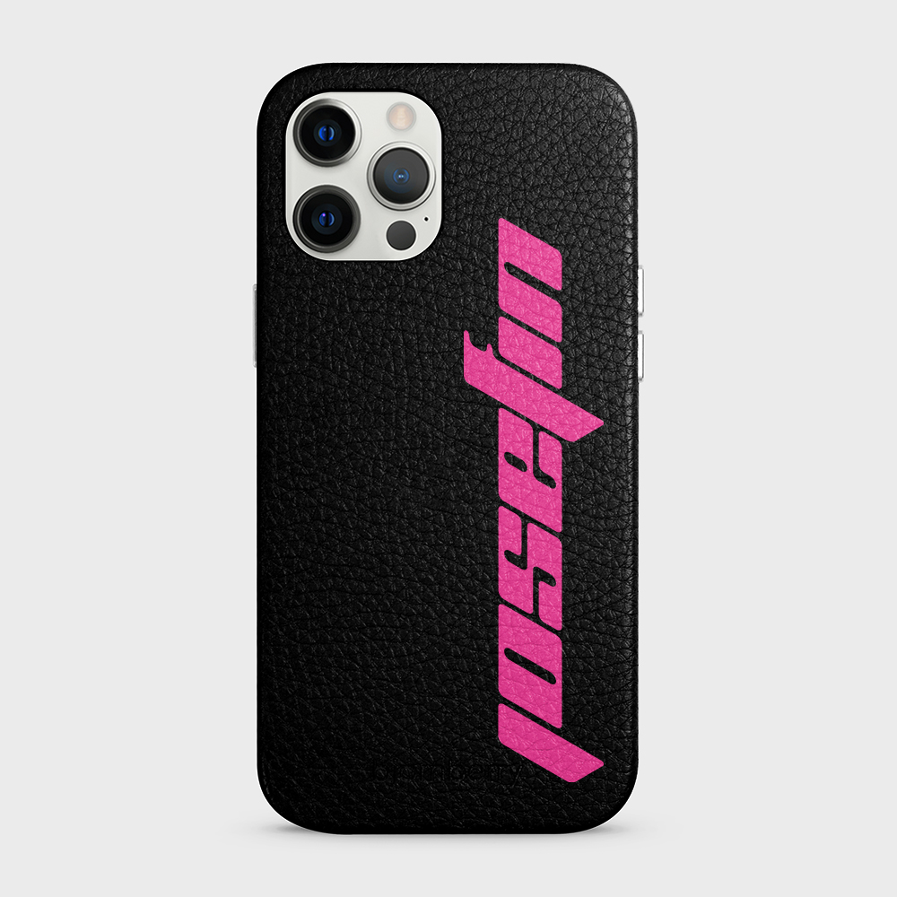 iPhone 12 Pro Max Personalised Leather Case - Futuristic Name - 9