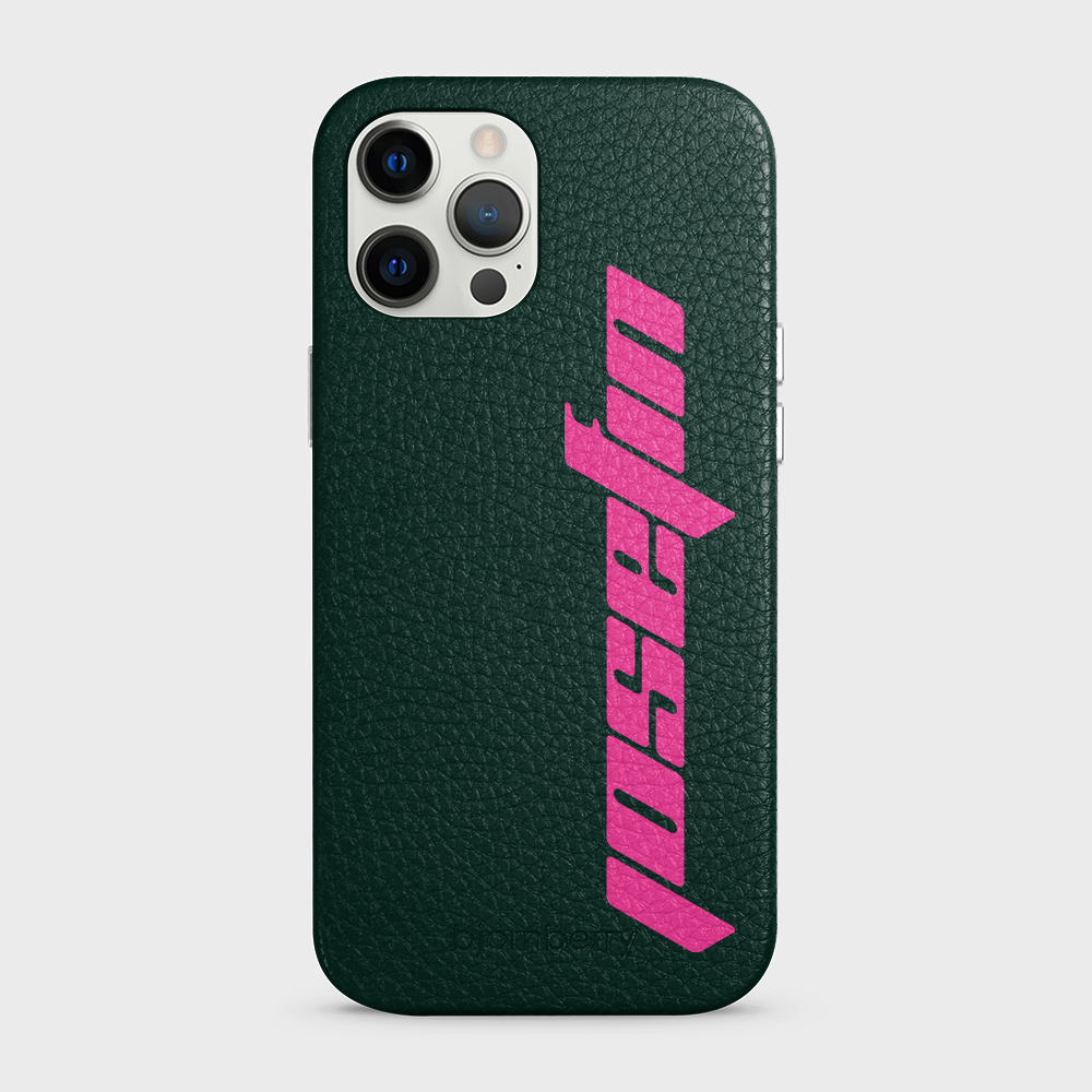iPhone 12 Pro Max Personalised Leather Case - Futuristic Name