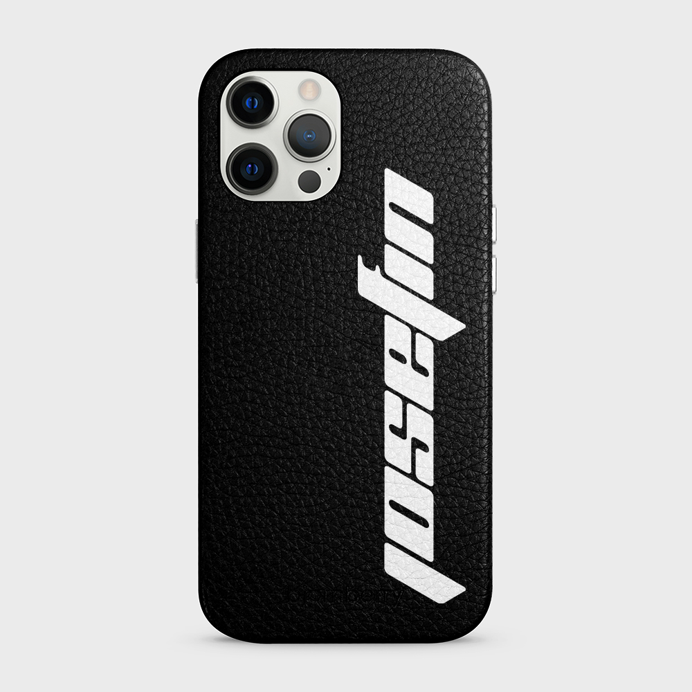 iPhone 12 Pro Max Personalised Leather Case - Futuristic Name - 13