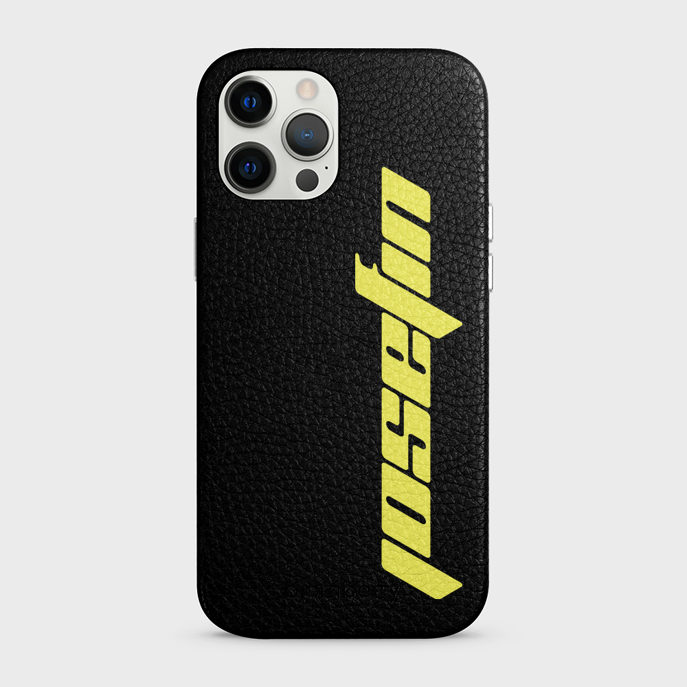 iPhone 12 Pro Max Personalised Leather Case - Futuristic Name - 14