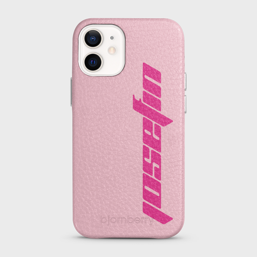 iPhone 12 Mini Personalised Leather Case - Futuristic Name - 2