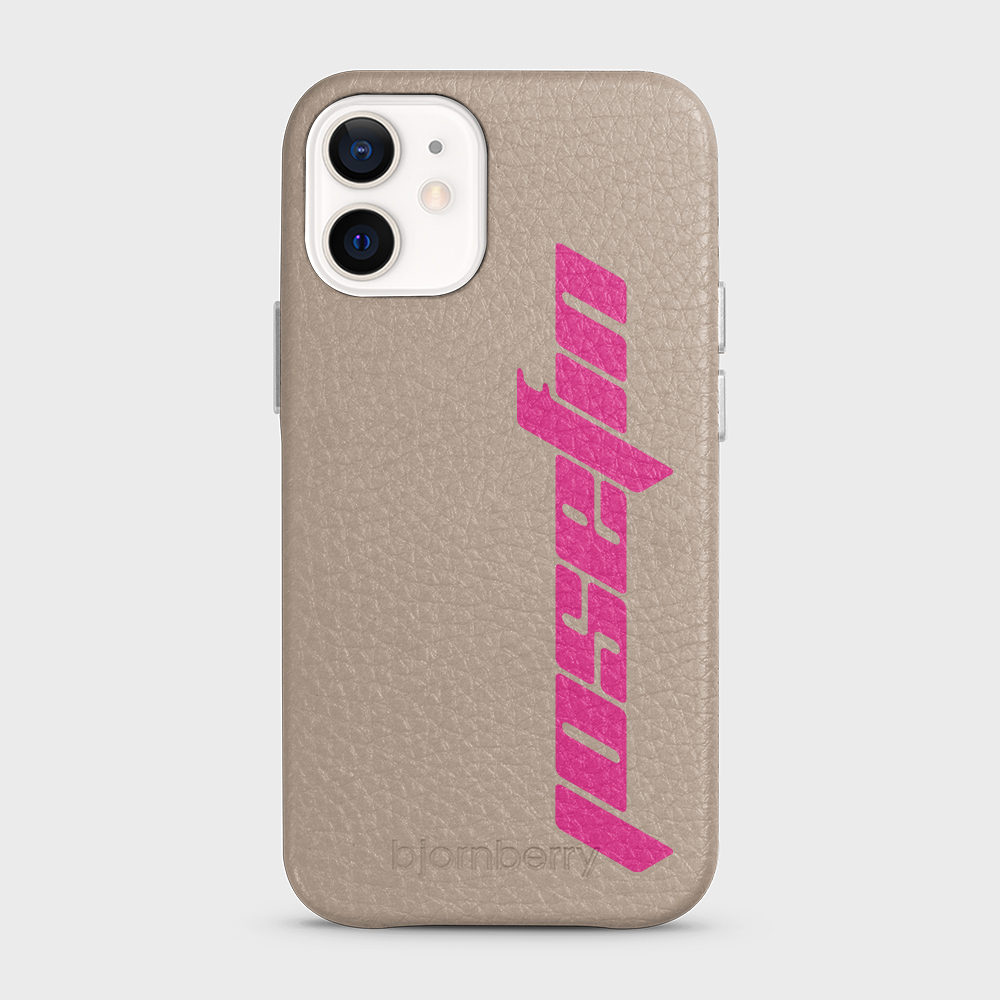 iPhone 12 Mini Personalised Leather Case - Futuristic Name - 23