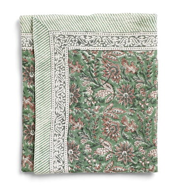 Bordsduk Linne - Indian Summer - Green/Rose