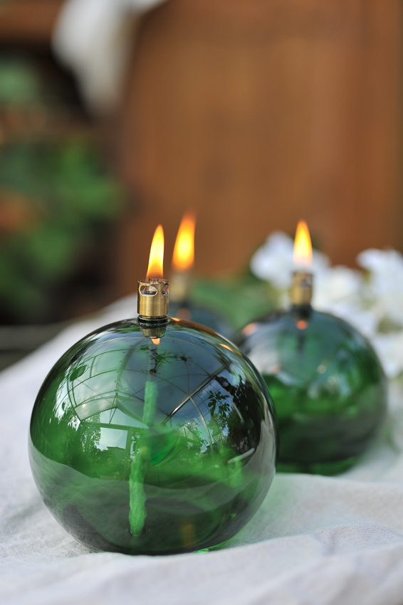 Oil lamp glass - Round - Green - Ø13 cm - 2