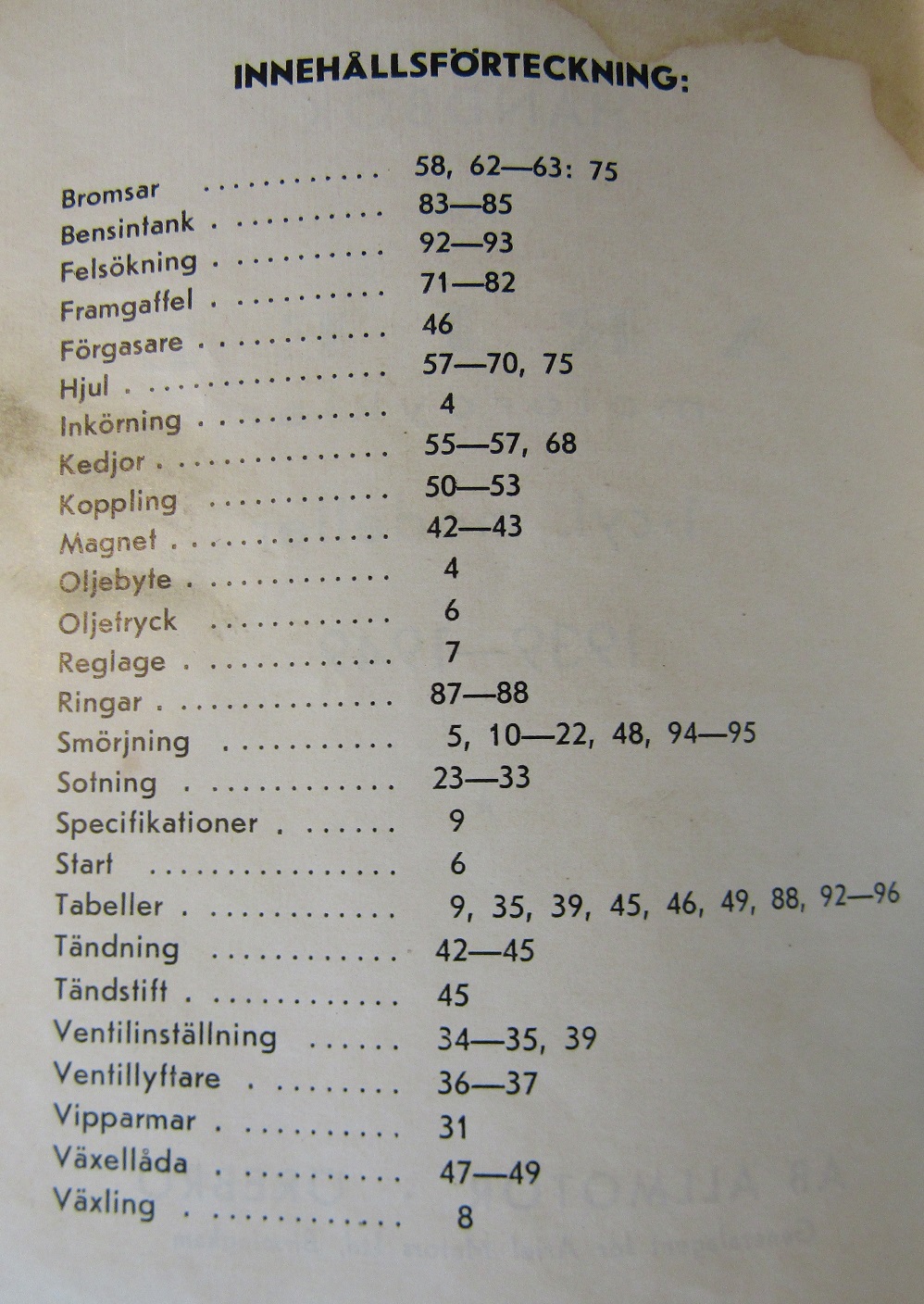 1939-1949 Ariel 1-cyl modeller Handbok svensk - 2