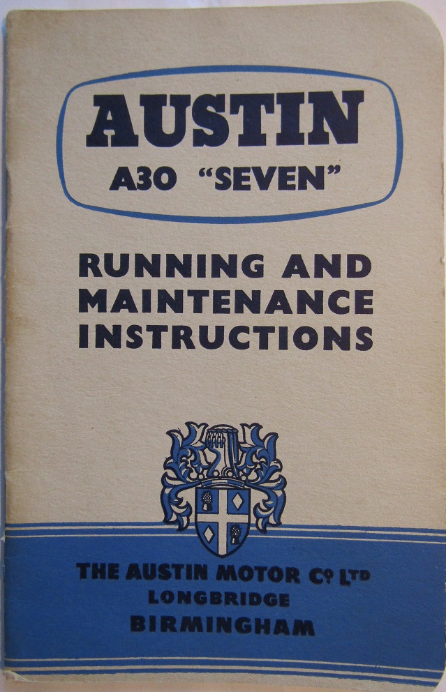 1954 Austin A30 "Seven" Running and Maintenance Instructions