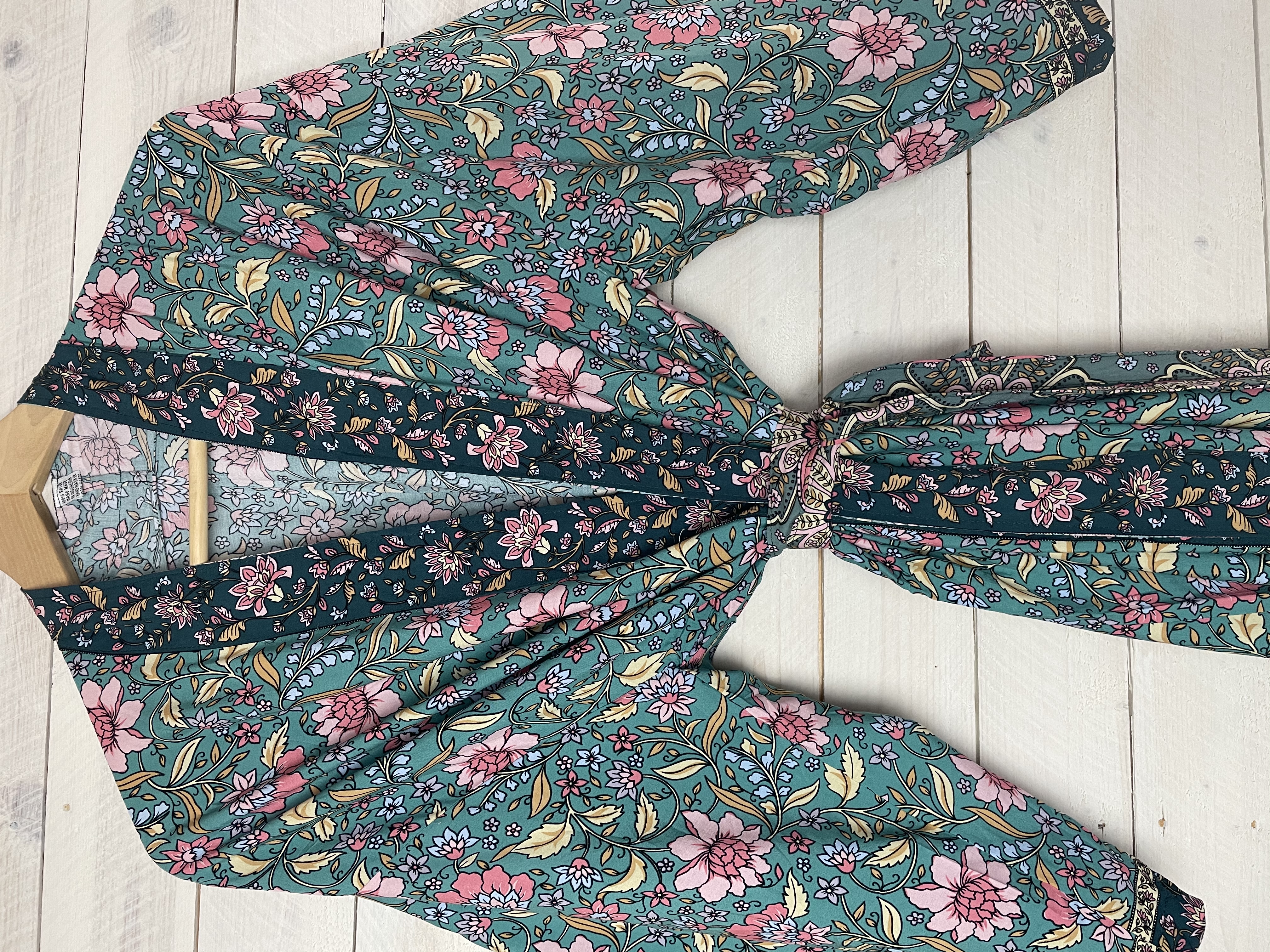 kimono  green floral  - 7
