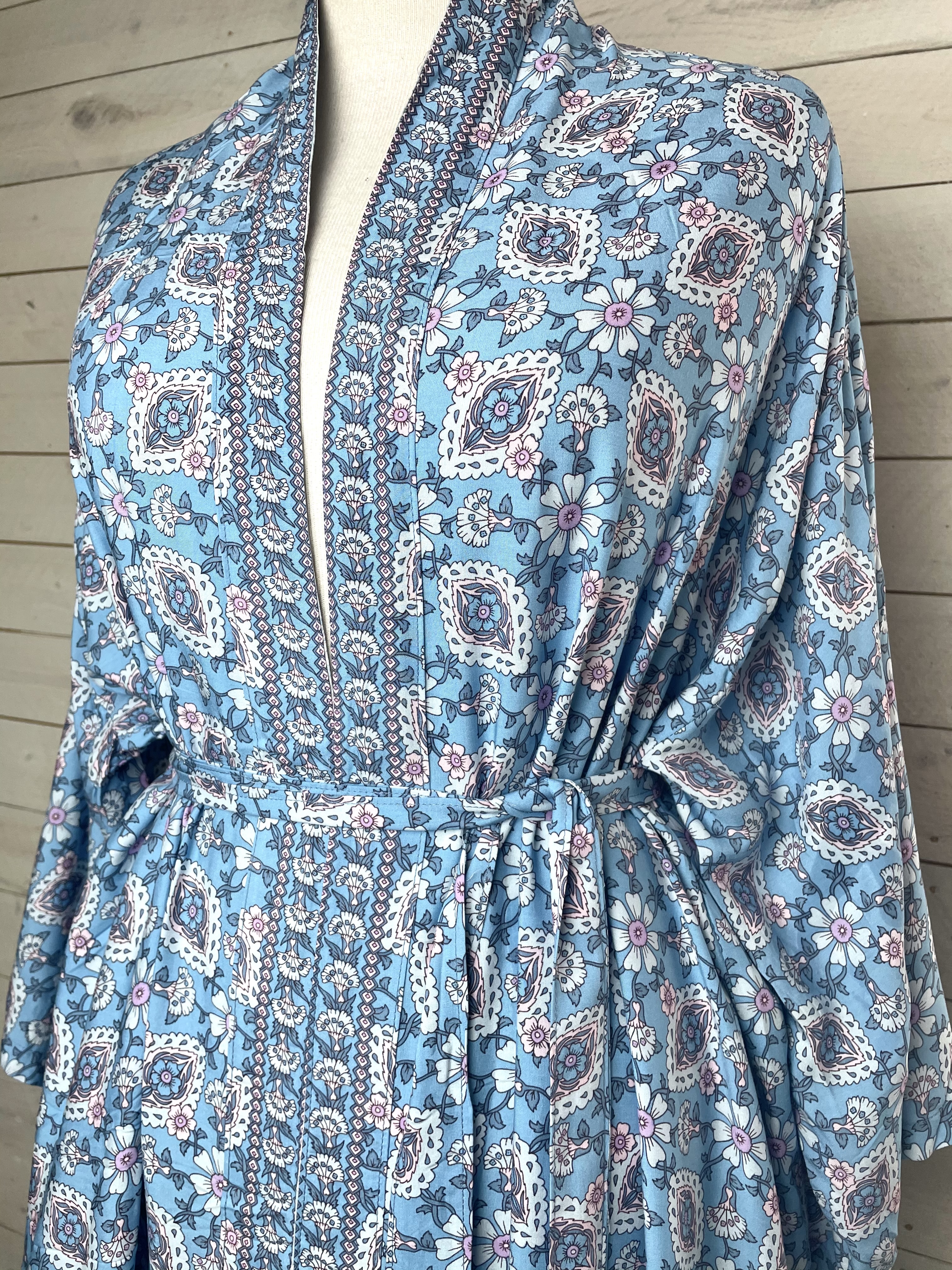 kimono himmelsblå  lång  - 5