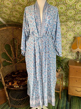kimono himmelsblå  lång 