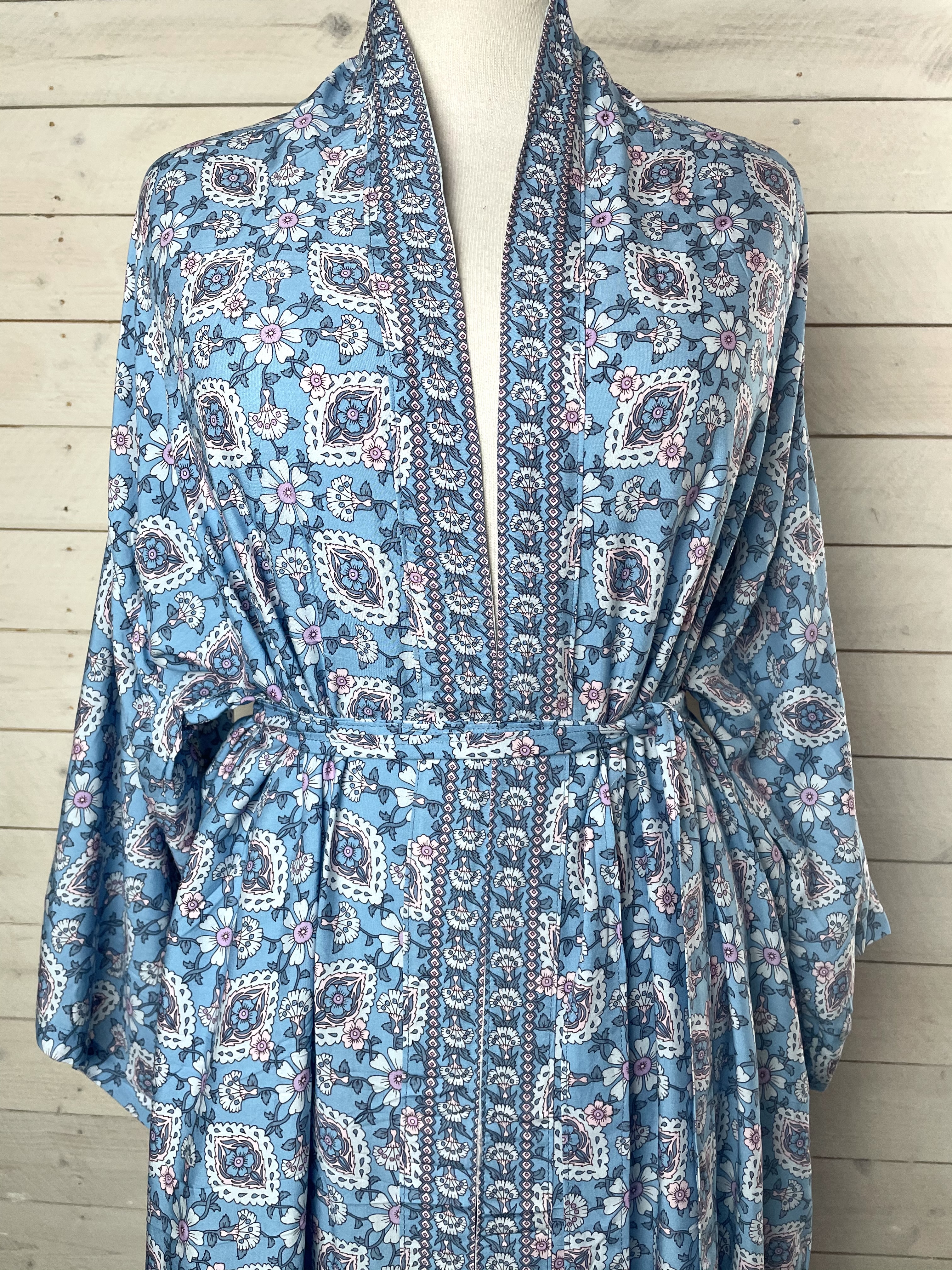 kimono himmelsblå  lång  - 4