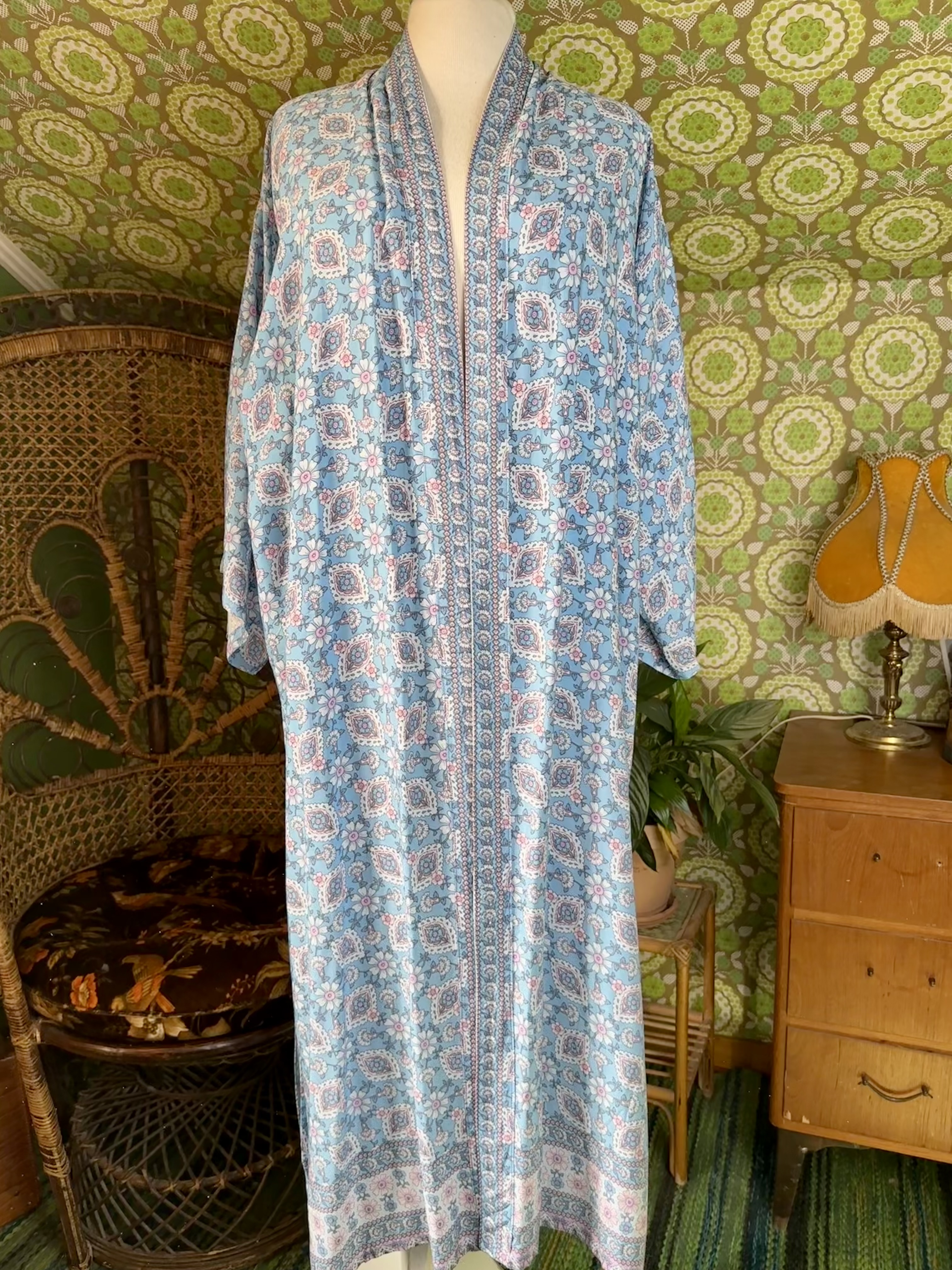 kimono himmelsblå  lång  - 3