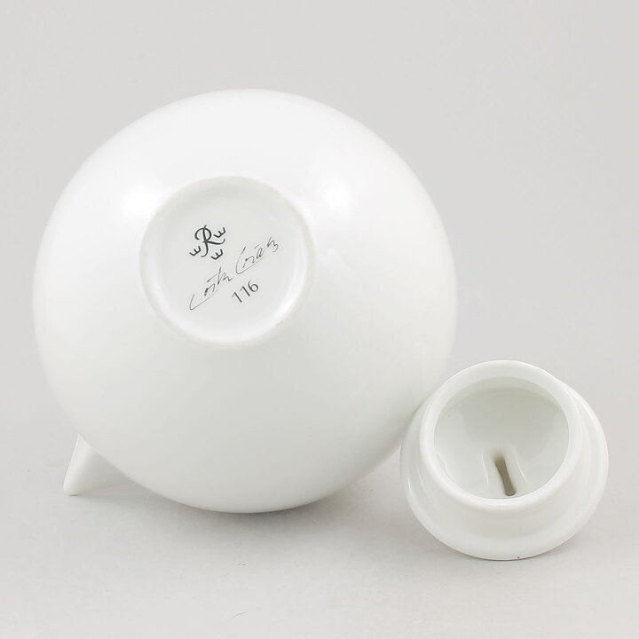 ゲスタ グラフス  一点もの！ぷっくりしたホワイトのティーポット   Teapot  1982年 (20cm)