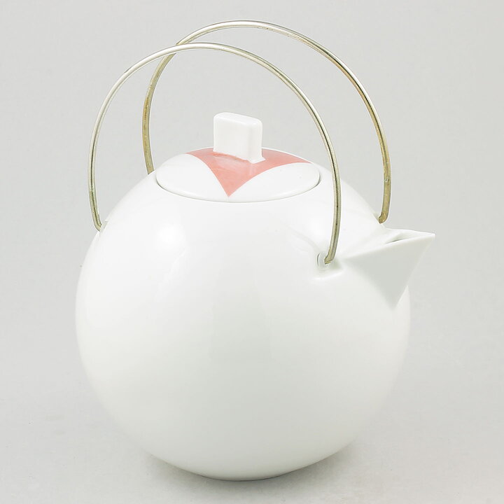 Gösta Grähs (1982) White Chubby Teapot with Red Decor (20 cm)