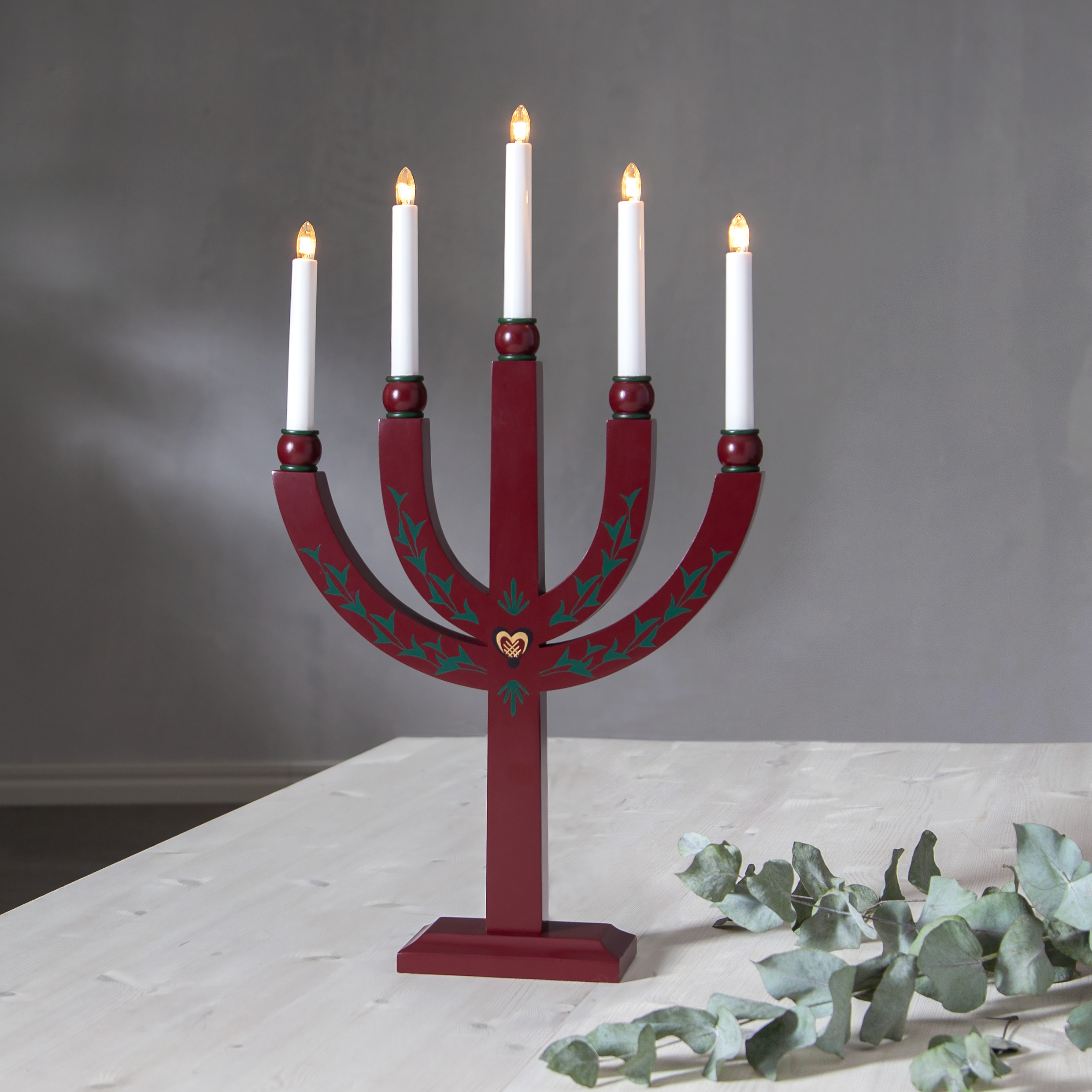Ljusstake - Adventsljusstake - Sundborn - Röd - 5