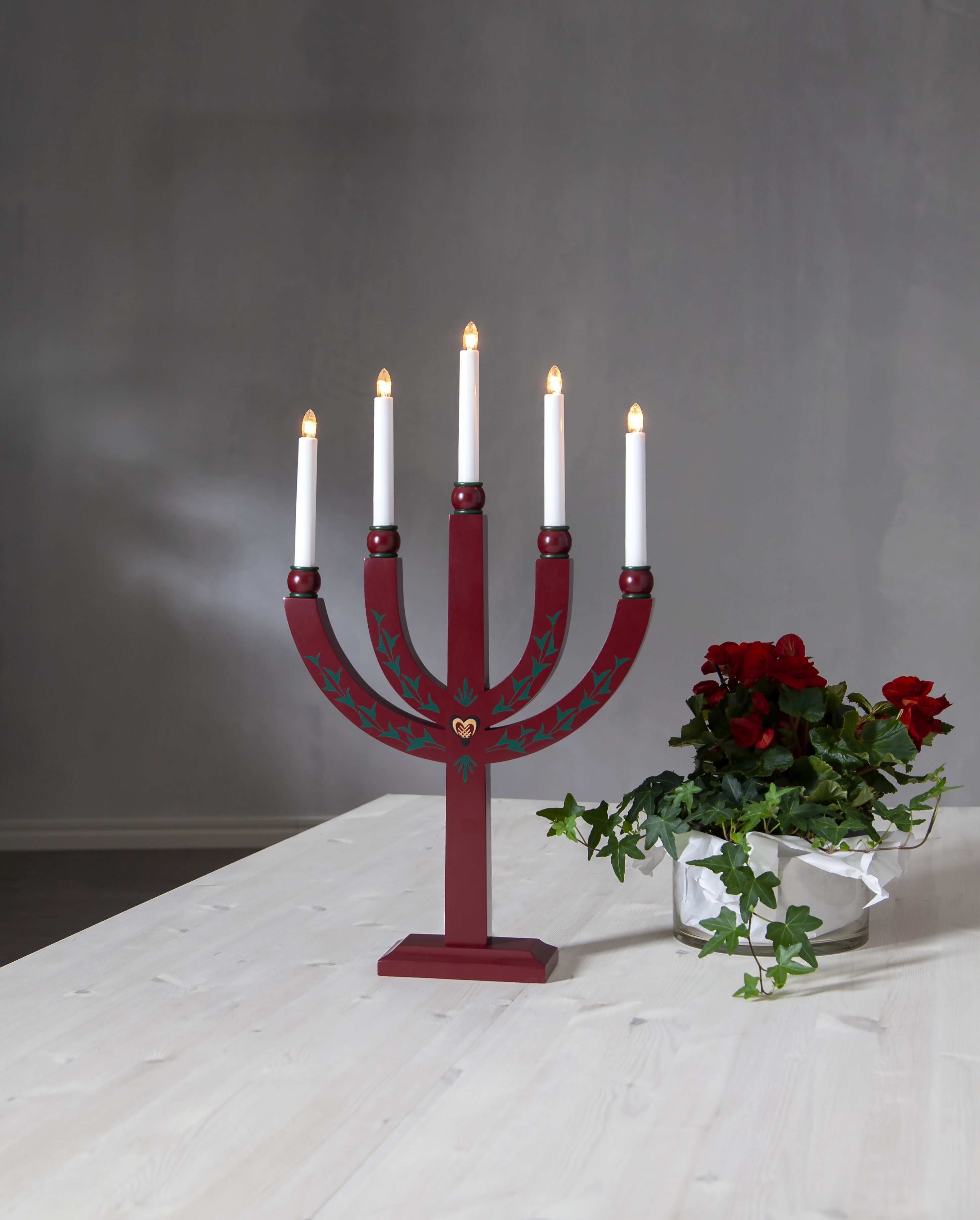 Ljusstake - Adventsljusstake - Sundborn - Röd - 6