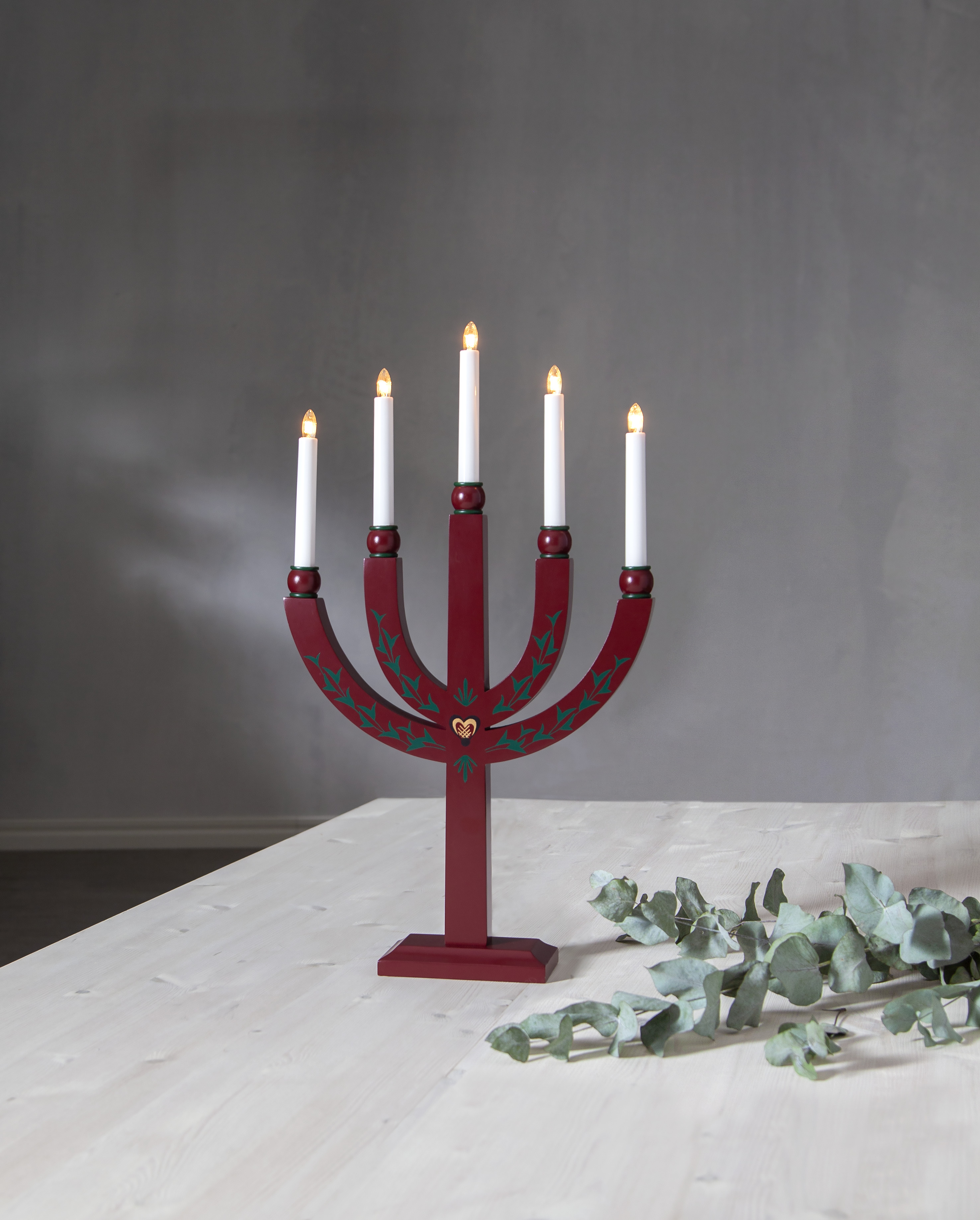 Ljusstake - Adventsljusstake - Sundborn - Röd - 7