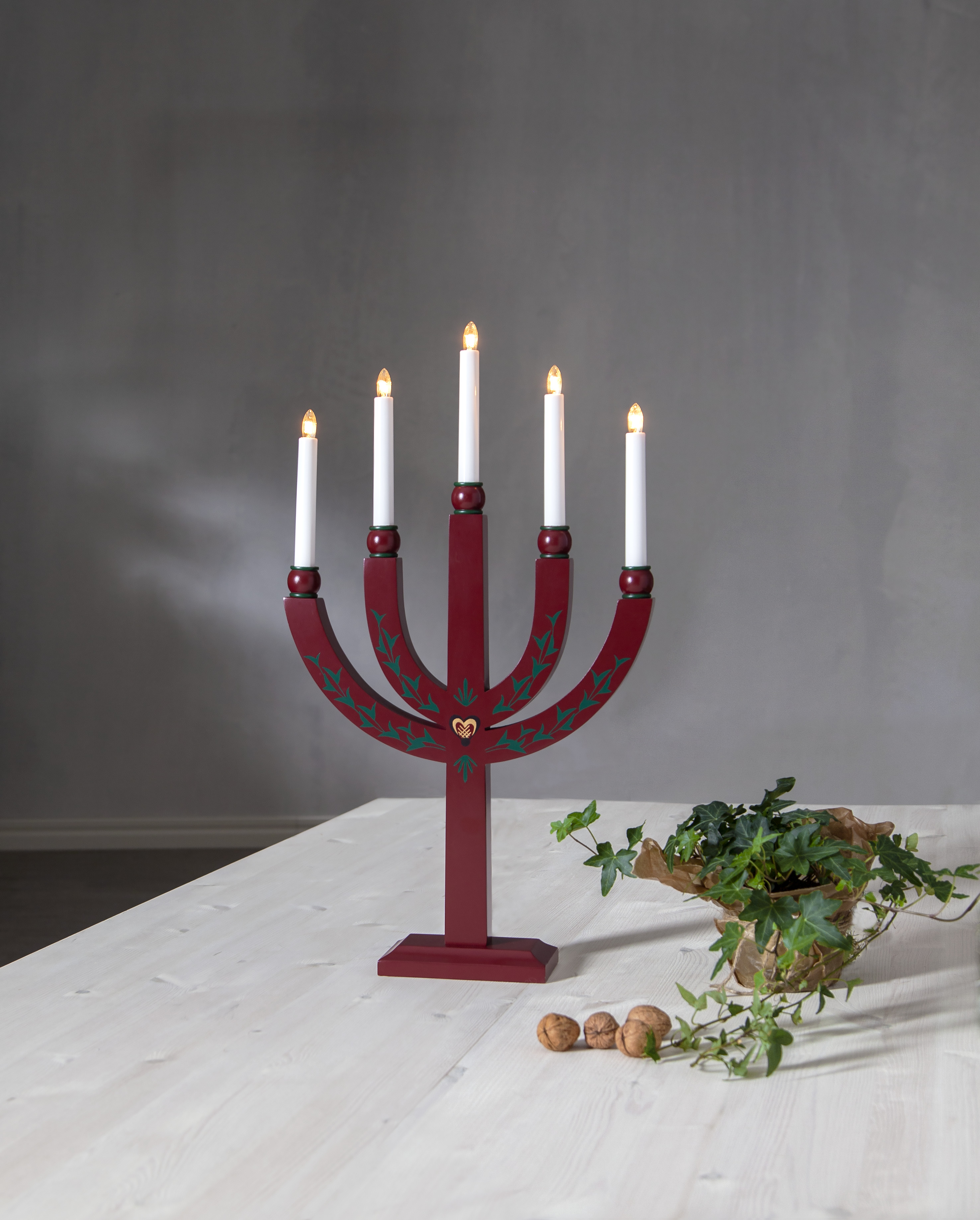 Ljusstake - Adventsljusstake - Sundborn - Röd