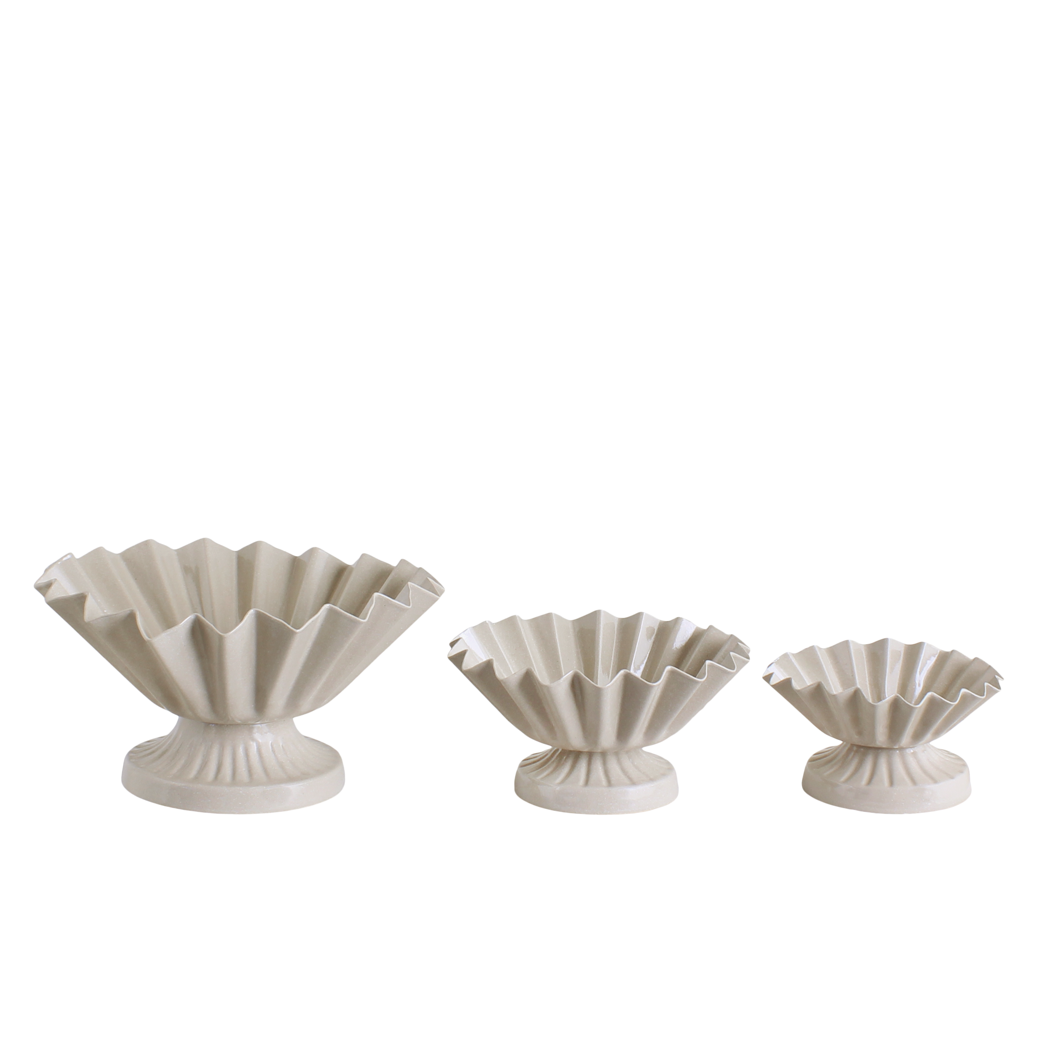 Skålar Elna - 3 pack beige med veckad kant.
